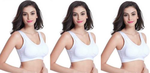 HETIOM White Cotton Blend Pack of 3 Bra