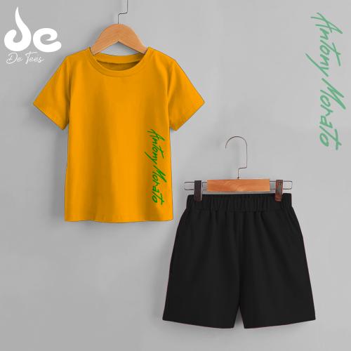 DE TEES BOYS PRINTED HALF SLEEVE TSHIRT AND SHORTS 160GSM
