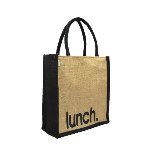JUTEKA Reusable Printed Jute Shopping Bag | Lunch Bag | Tiffin Bag | Jute Bag (Natural)