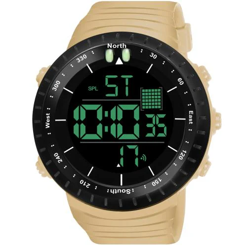 hala 321 Sports Khaki Strap & Digital Black Dial Alarm Chrono Waterproof Digital Watch - For Men