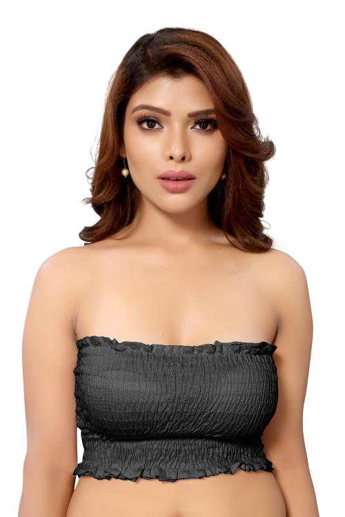 R2N Women's Cotton Blend Full Comfortable Padded Chami Bra for Everyday Wear Crop Top Bras Comfortable Innerwear Top T-shirt Bra Full Coverage Bra Girls Inner wear (PACK OF 1) - Black