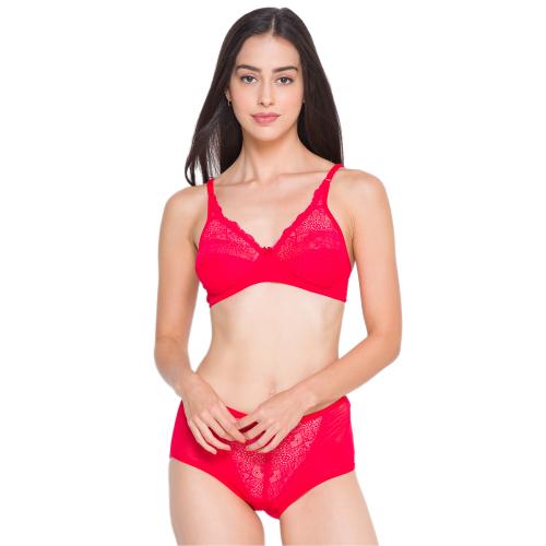 Candyskin Women Red Lace Lingerie Set