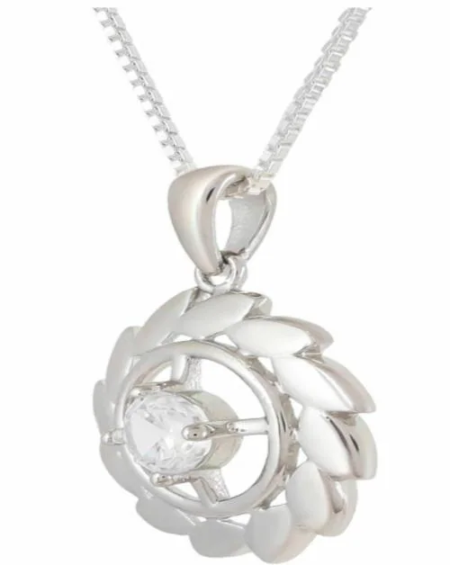 OCF RADHAMAHI PURE 925 SILVER ROUND SHAPE PENDANT WITH CHAIN Rhodium Silver Pendant