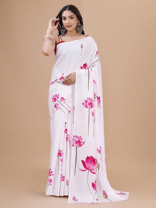 JS Clothing Mart Whitelotus Ombre Ethnic Digital Print Silk Aliya Bhatt Rocky Aur Rani ki Prem Kahani Saree