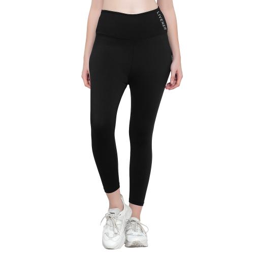LIVENER Women Tights, Sports Legging, Yoga Pant, Gymwear (Black, 32)