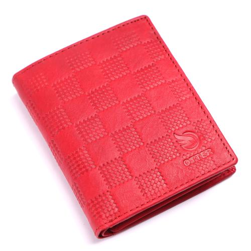 OTTER Men Casual Red Genuine Leather Wallet