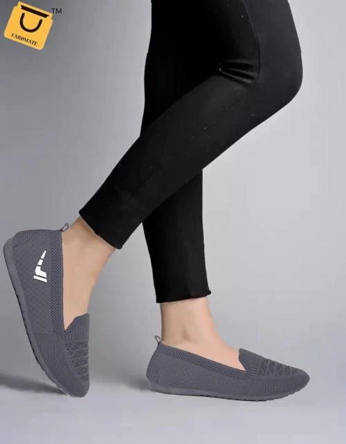 Fabbmate Most Stylish Collection of Casual Shoes for Women's Without Laces Pack of 1 Grey UK 5
