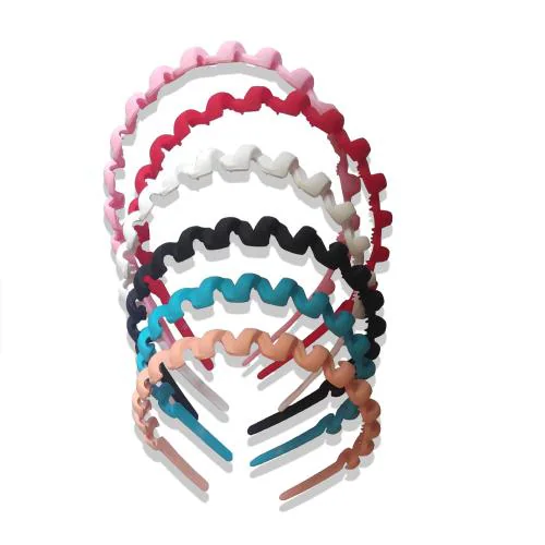 Myra Collection Matte Finish Rainbow Solid Beautiful Fashion Wave Hair Band Pack of 6