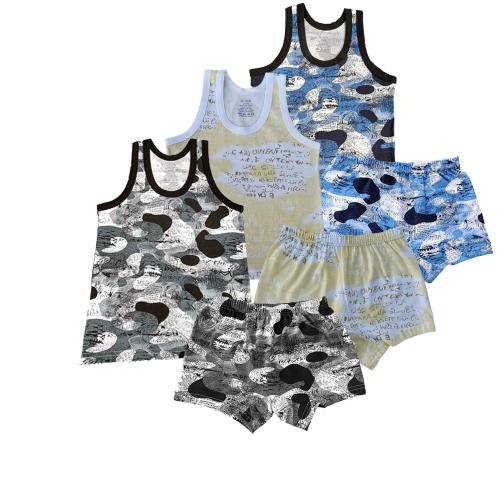 UCARE Boys Multicolor Printed Cotton Set Of 3 Inner Wear Baniyan With Trunks (12 Months-18 Months)