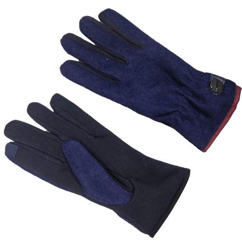 Cotson Men Winter Warm Soft PU Leather Gloves with Touchscreen finger (Navy)