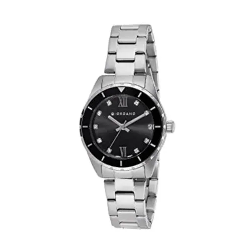 Giordano Analog Black Dial Silver Strap Watch For Women