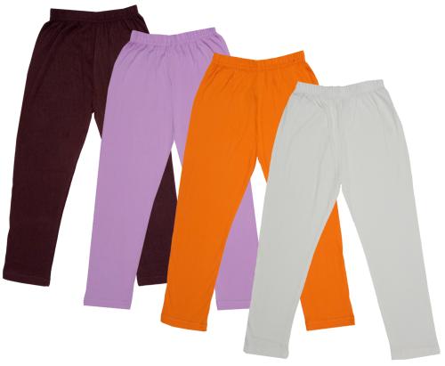 IndiWeaves Girls Cotton Solid Capri 3/4th Leggings (Pack of 4)