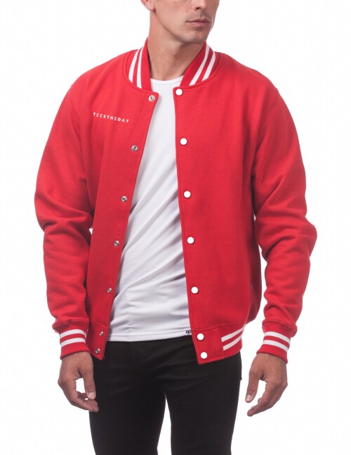 XL - Pure Red Varsity Jacket For Men Bomber Jacket For Men