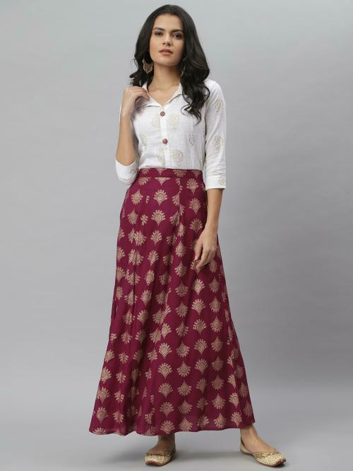 Stylum Women Off White Printed Cotton Blend Kurta Suit Set