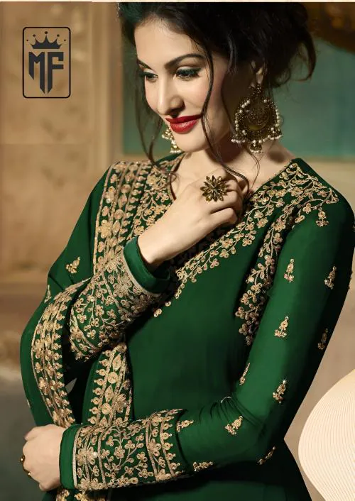 DEALBAZAARS CORPORATION Gown For Women || Party Wear Gown || Pakistani Outfits || Semi-Stitched Gown || Dress Material || Bridal Gown || Anarkali Suit || Dress For Women || Designer Gown || Party Dress || Wedding Wear For Women-GREEN