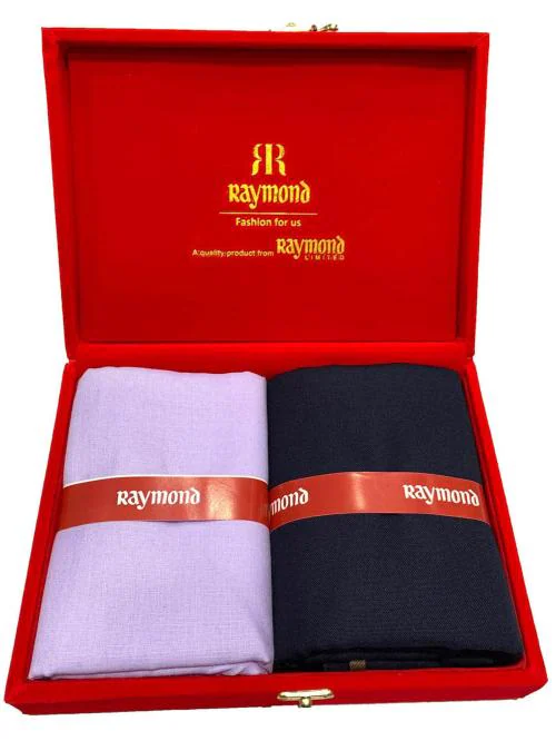 Raymond Polycotton Purple Shirt & Trouser Fabric in Velvet Box Packing (Shirt-2.30 m, Pant-1.20 m)Velvetta-26
