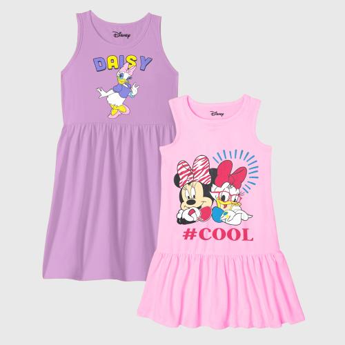KUCHIPOO Disney Girls Cotton Frocks (DKUC-DRS-105, Multi-Colored)Pack of 2