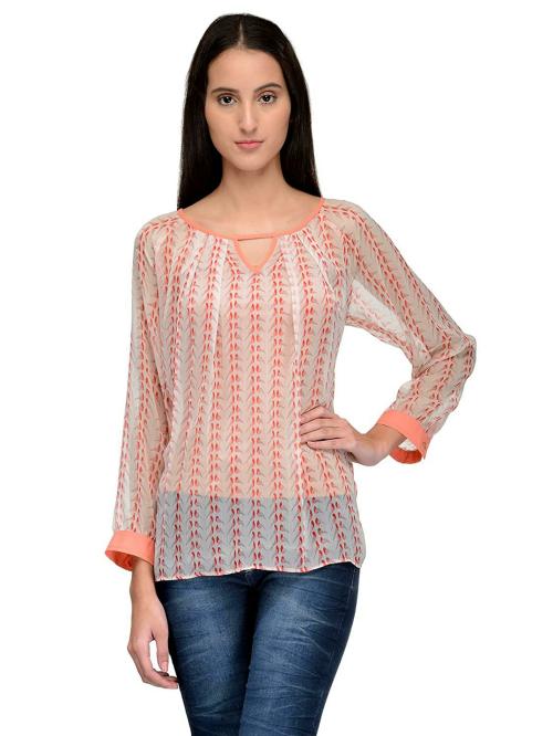 Tunic Nation Women Multicolor Poly Chiffon Top