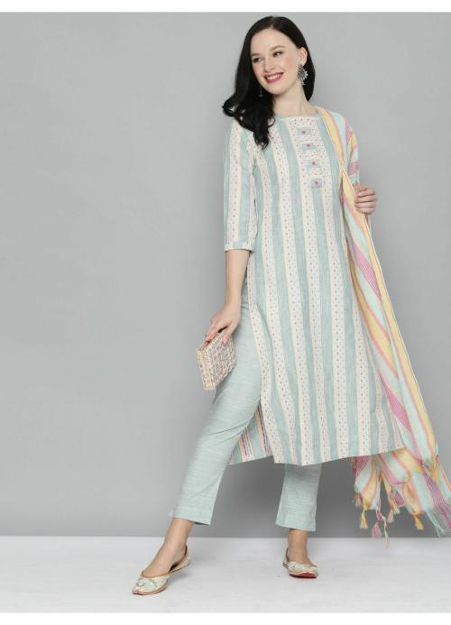 KVSFAB Women's Eyes Grey Handloom Cotton Unstitched Dress Material