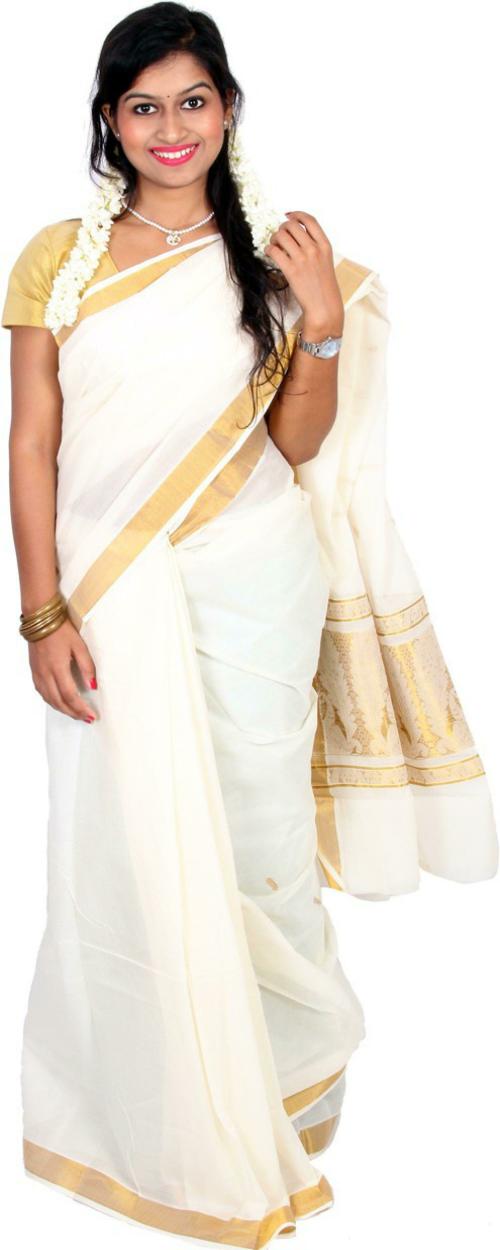 Thara Sarees Women White Self Design Art Silk Saree