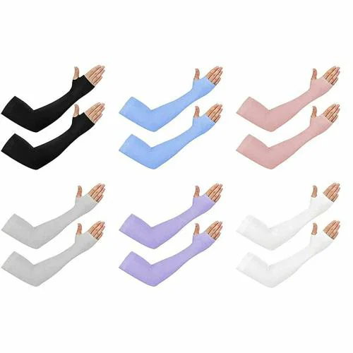 Cotson Men's & Women Sports and Bike Riding Strechable Arm Sleeves (Pack of 6)