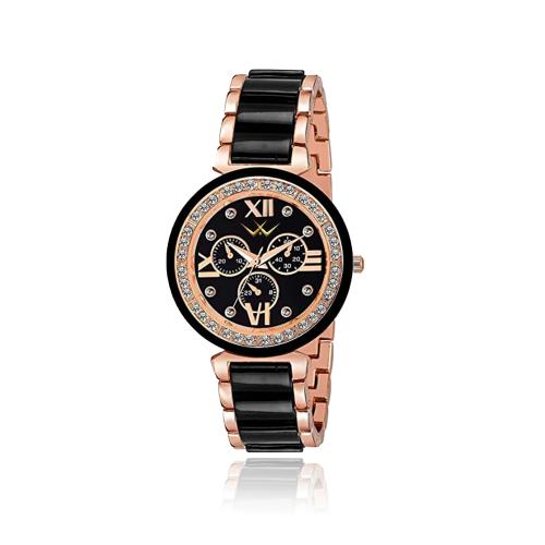 WATCHVERSE New Tranding Designer Black Rose Gold Dial Women's & Girl's Watch