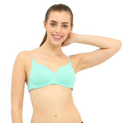 ENVIE Women's Padded Bra_Girls Polyamide Wirefree BraTransparent Back Ladies Inner Wear Party