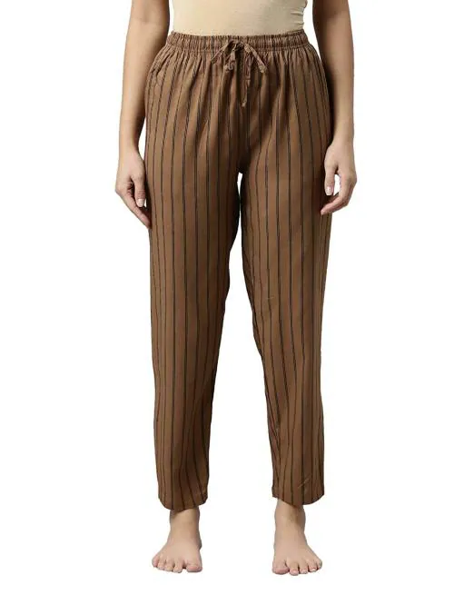 GO COLORS Store Women Brown Printed Viscose Pants