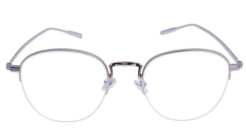 Soigne Half-rim Silver Round Spectacle Frame For Men, Women, Boys And Girls