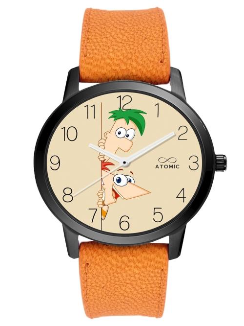 Atomic Phineas And Ferb (Kids Series) Analog Watch - For Boys & Girls | With Trending Orange Strap & Design