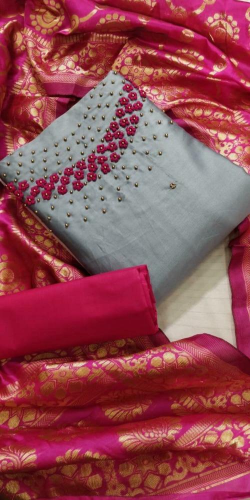 AARONYA Women's Pure Cotton Batik Jodhpuri Printed Unstitched Salwar Suit Dress Material With Cotton Print Dupatta