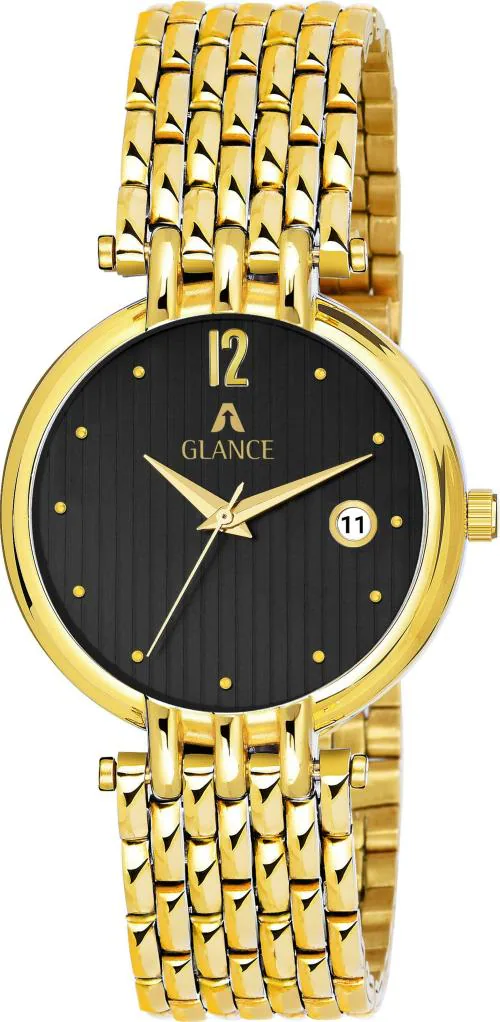 Aglance Analog White Dial Gold Strap Watch For Women