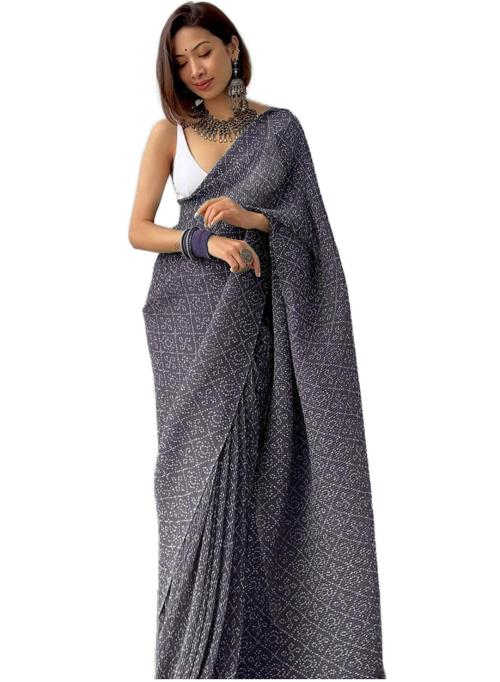 RITARC Women Grey Georgette Saree