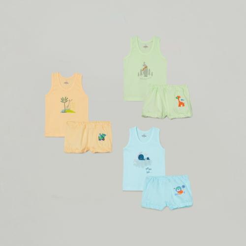Boo Boo Club Multi-Coloured Cotton Briefs & Vests for Baby Boys & Girls | 3 Set | 6-12 Months