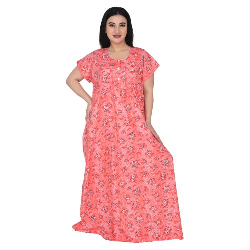 OSF Printed Cotton Nighty Plus Size for Ladies Nightwear Sleepwear Night Gown for Womens (Pack of 1)