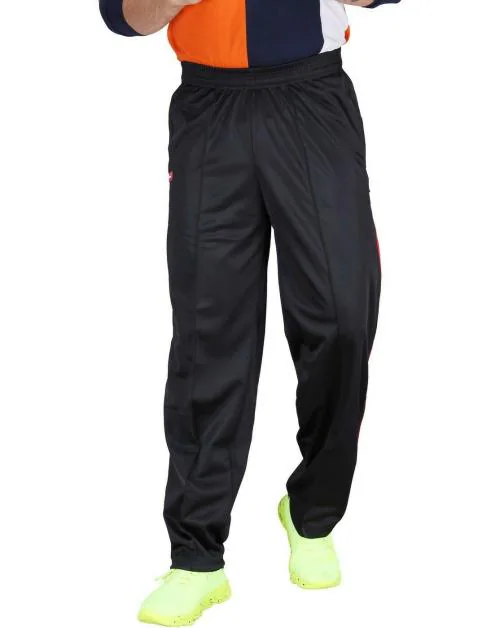 Carltron Men Black Solid Cotton Blend Track Pants
