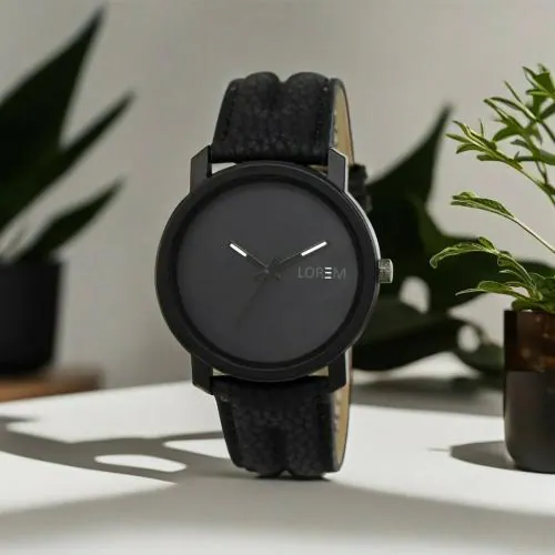 LOREM Black Plain Analog Watch For Men LR21