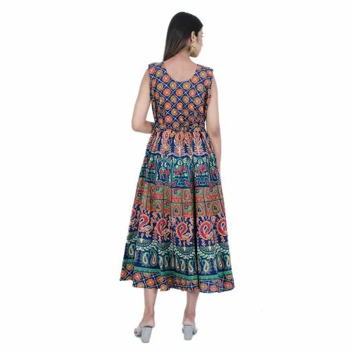 Rangun Women Maxi Cotton Multicolor Color Printed Dress