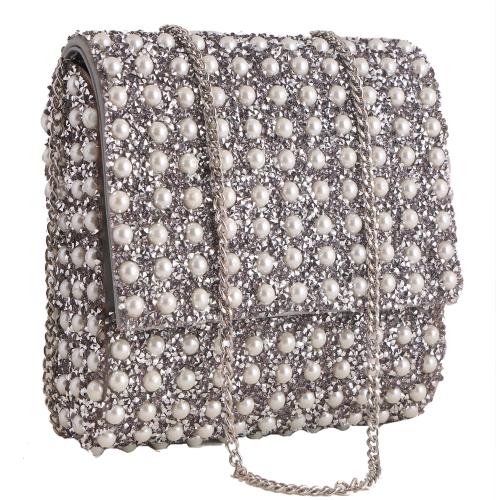 Angeline's Pearl Studded Grey Crossbody Designer Sling Bag