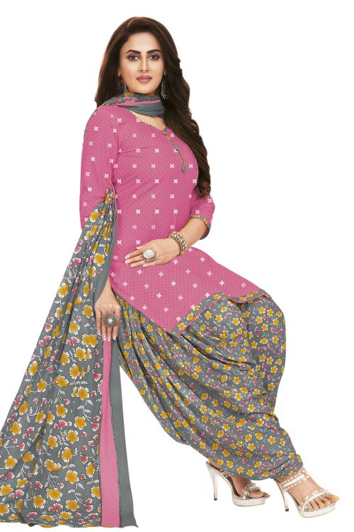 SIMMU 1915 PINK PATIYALA UNSTICHED DRESS MATERIAL