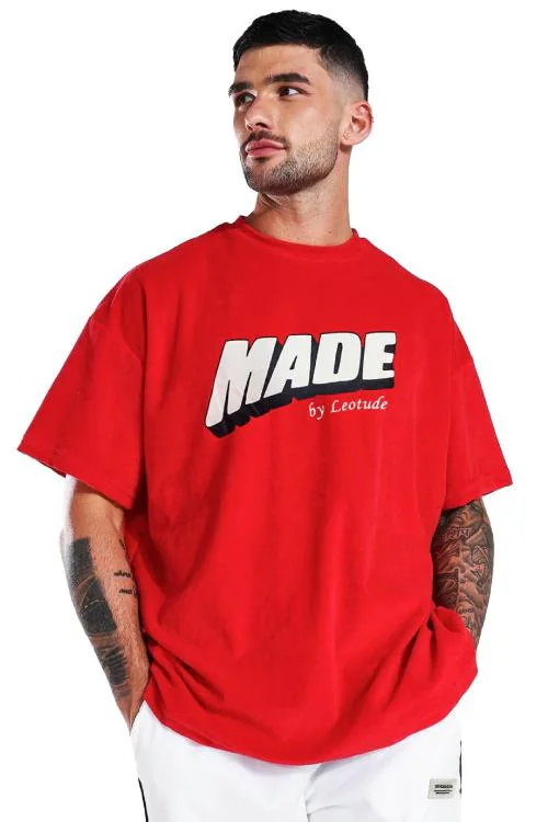 LEOTUDE Oversized Cottonblend Half Sleeve T-Shirt for Men's