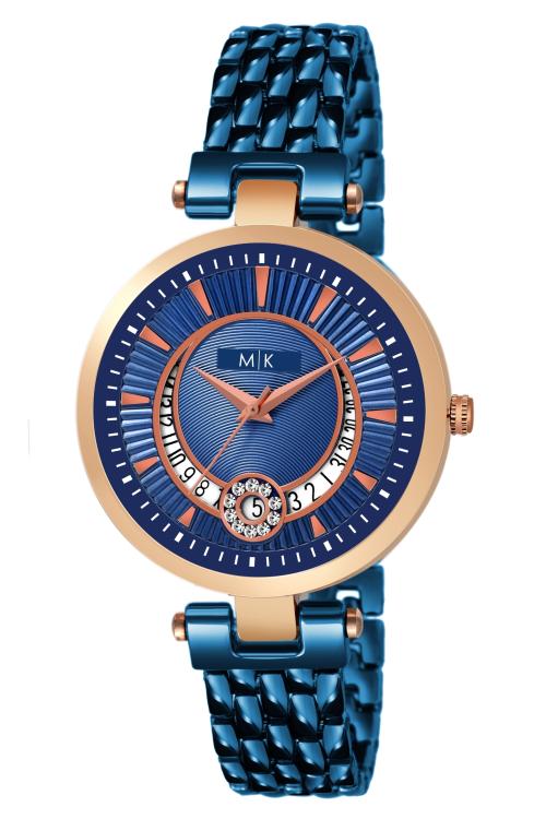 MORRIS KLEIN MK-4006 BLUE DIAL & BLUE STRAP DATE DISPLAY PLATED FOR GIRLS Analog Watch - For Women