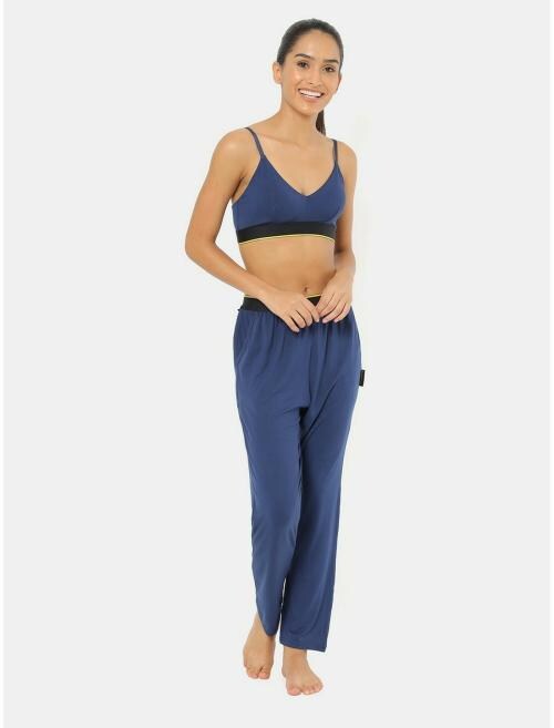 Bummer Brekkie Navy Blue Solid Modal 24/7 Pyjamas for Women