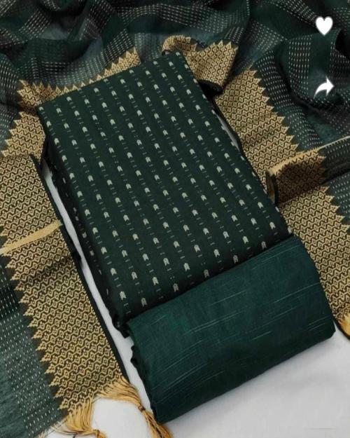 Reeta Fashion New Design DARK GREEN cotton jacard jacard workDress Material - RFD300