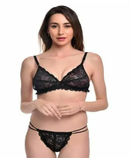 FAIR DEAL VIP Industries Women Panty Bra ||Girls Panty Bra || Net Bra Panty ||Non-Padded Bra Panty || Non-Wired Bra Panty ||Regular Bra Panty || Haif Coverage Bra Pantys || Wire Free Bra Pantys30ABlackBras-017