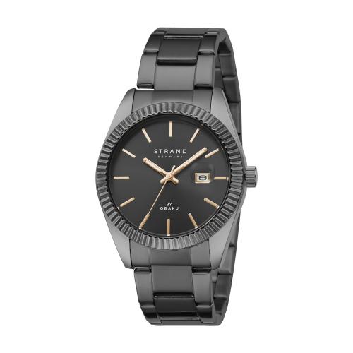 STRAND BY OBAKU Wellington Dark Quartz Black Round Dial Men's Watch - S721GDBBSB-DS
