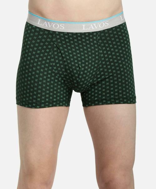 LAVOS Men Dotted Green Bamboo Cotton Boxer Trunk Short (Medium)