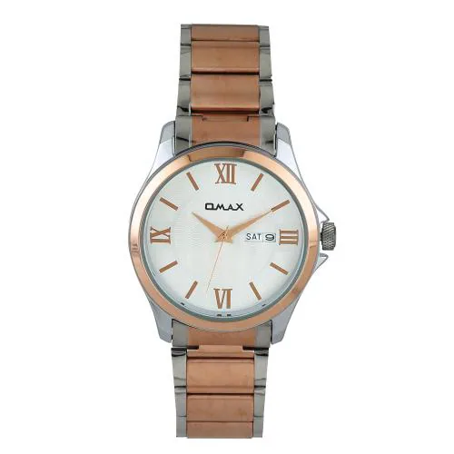 Omax Analog Silver Dial Rose Gold Steel Strap Rich Classic Look Rose Gold Watch for Men-BGS61318