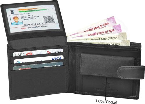 Buy BUFFHIDE Black Genuine Leather RFID Wallet For Men (6 Card Slots ...