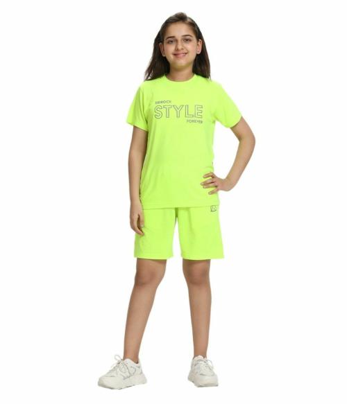 Sid Rock Girls Cotton Spandex Co-ord set | Everyday Dress | Summer Style | Solid Pattern T'shirt and Shorts for Girls